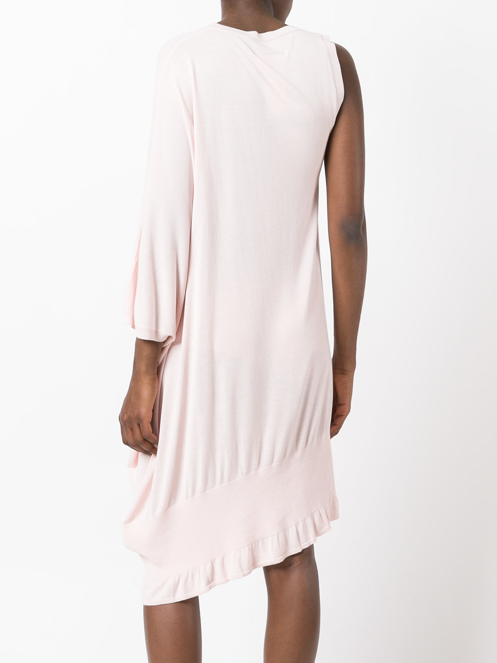 draped one-shoulder sweater dress