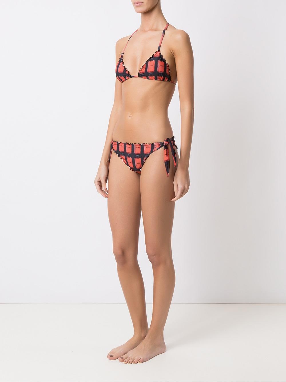 ruffled triangle bikini set