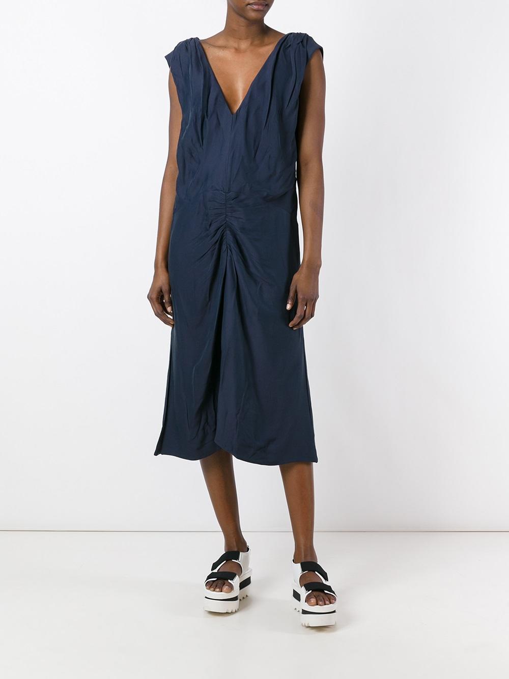 ruched v-neck dress