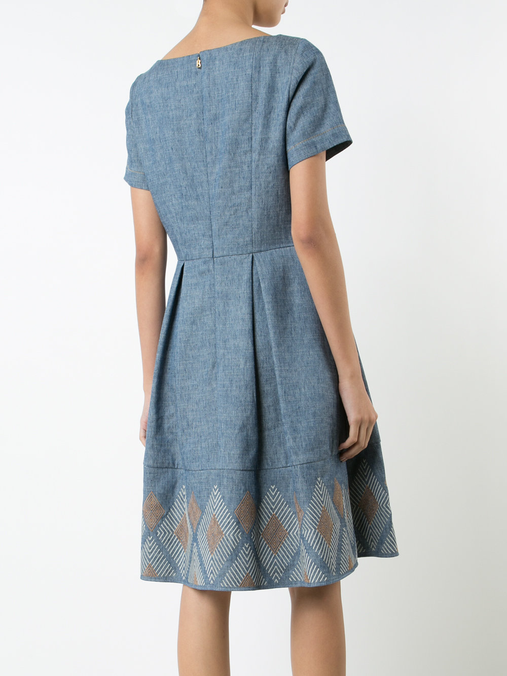 flared denim dress 