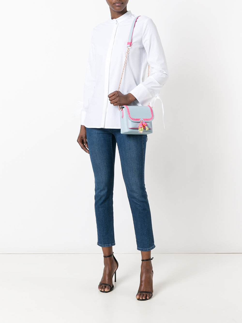 whipstitch trim cross body bag