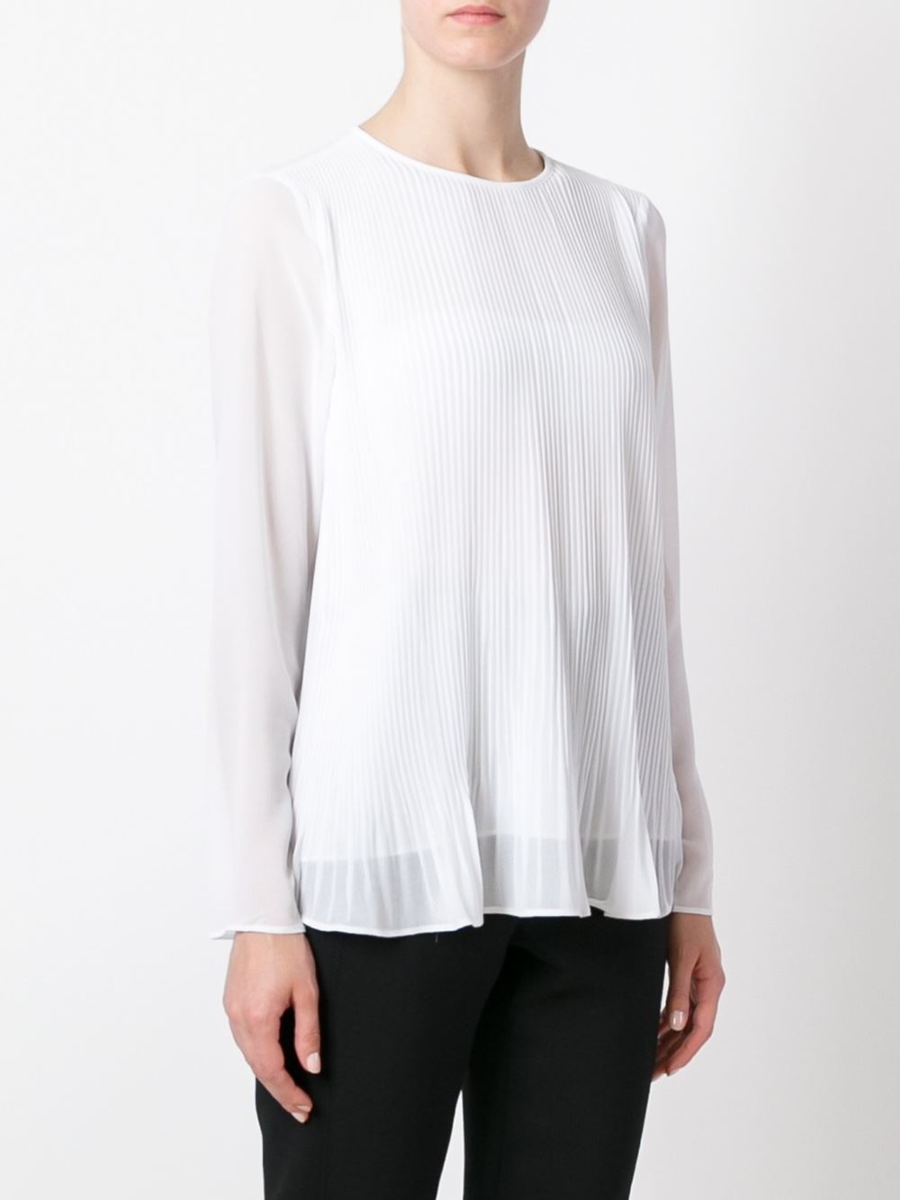 pleated panel sheer blouse 