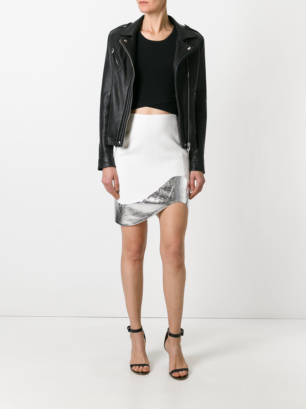 leather trim mini skirt 
