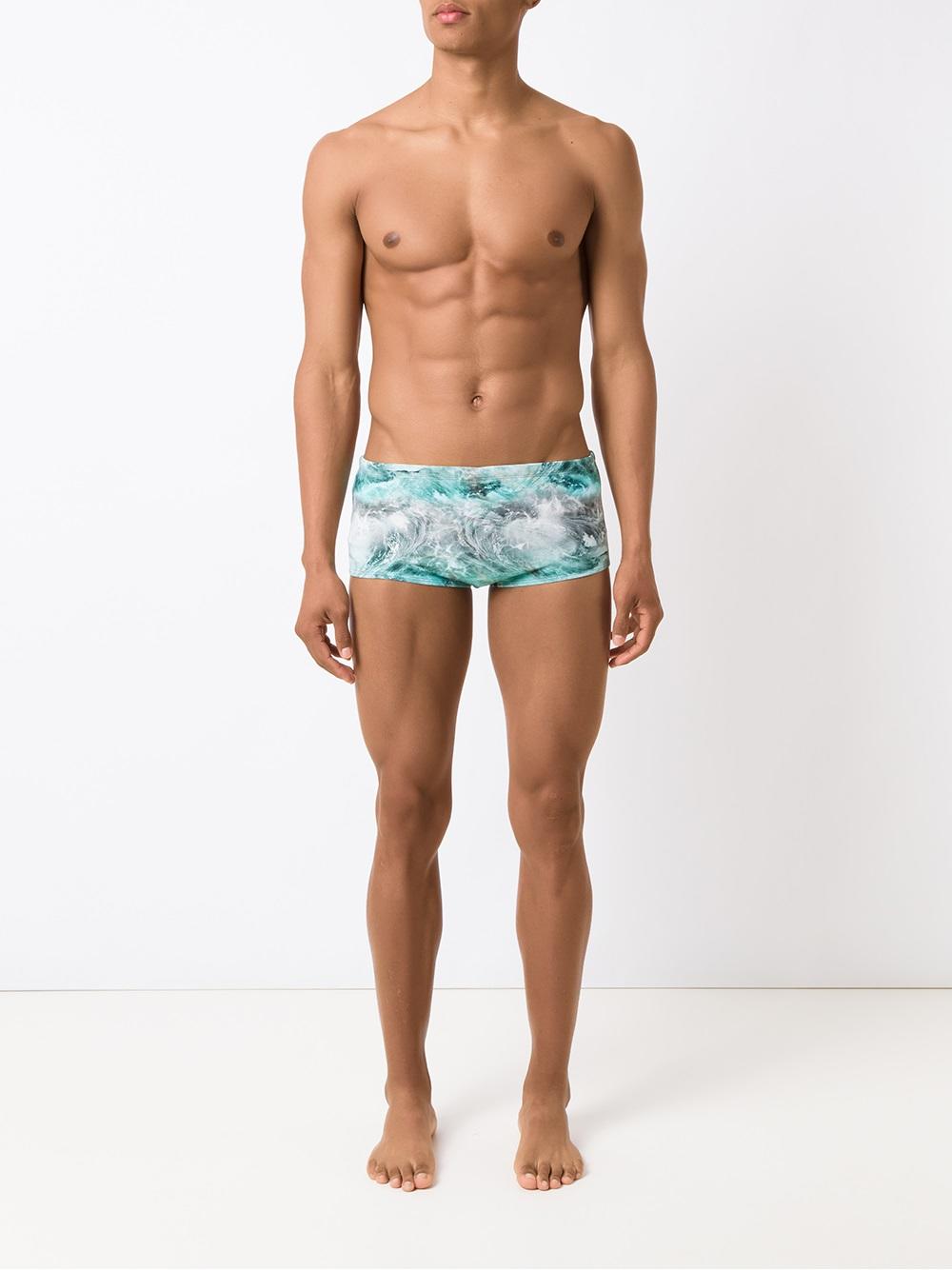 printed swim trunks