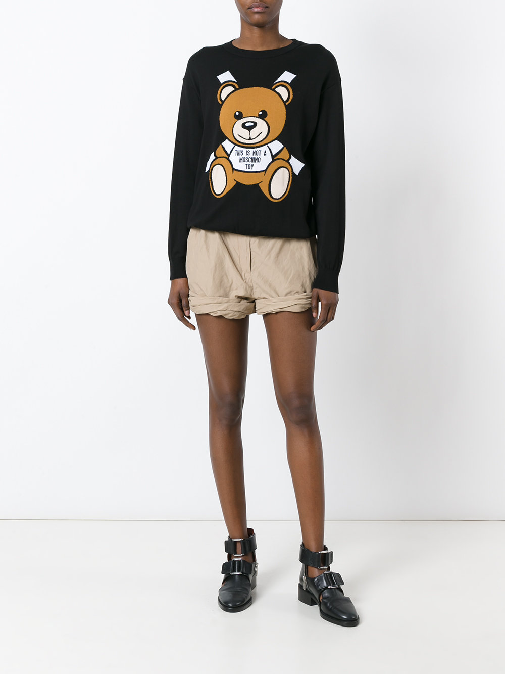 toy bear paper cut out intarsia jumper