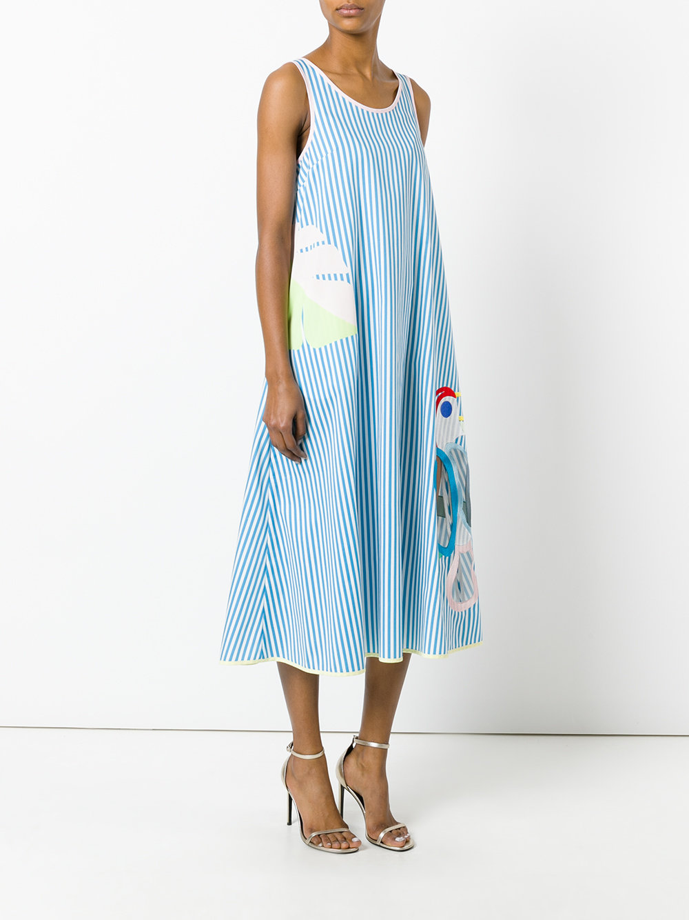 striped cut out dress