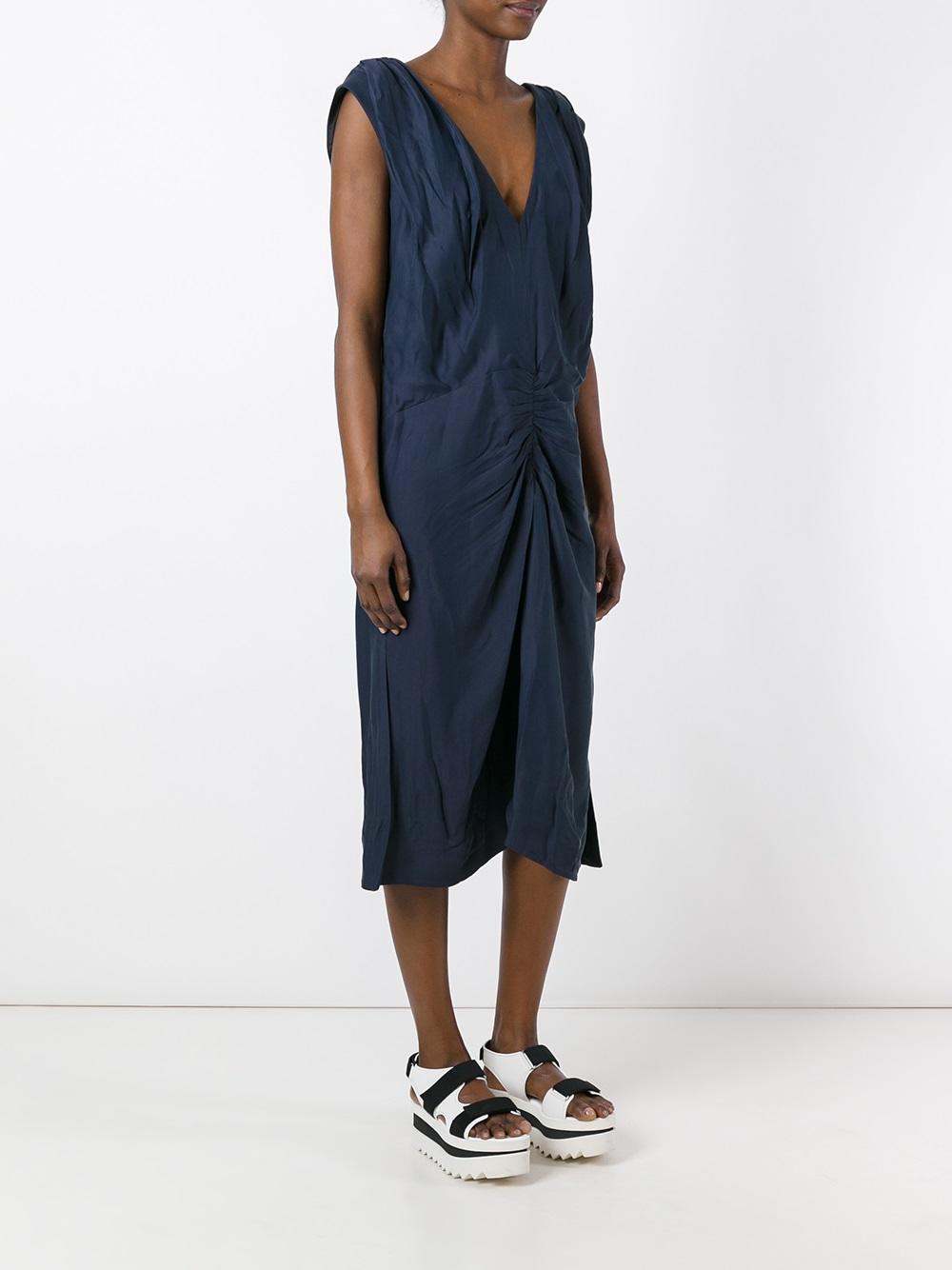 ruched v-neck dress