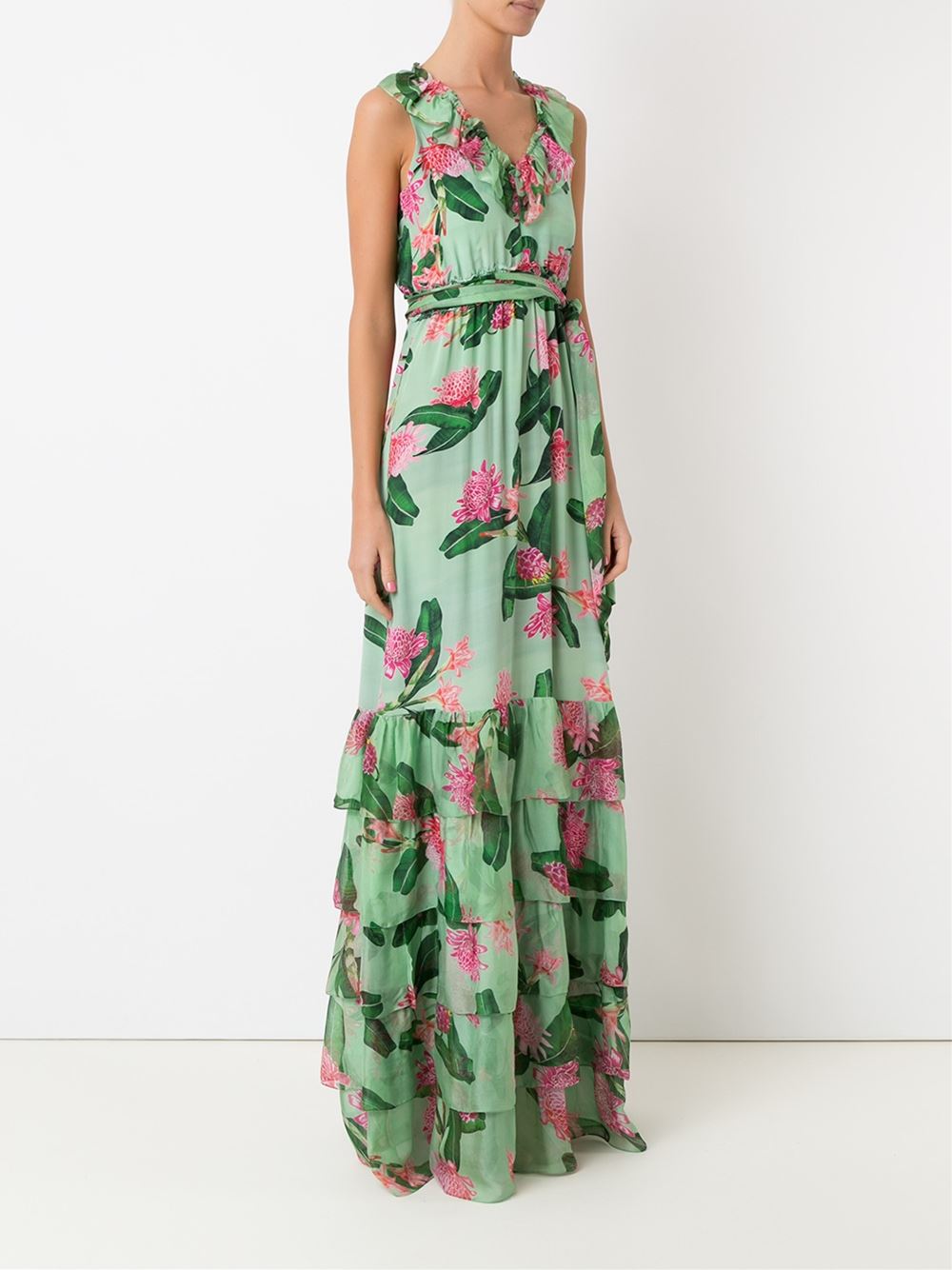 long floral print evening dress