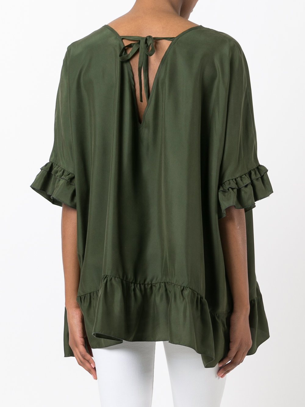 ruffled shift blouse