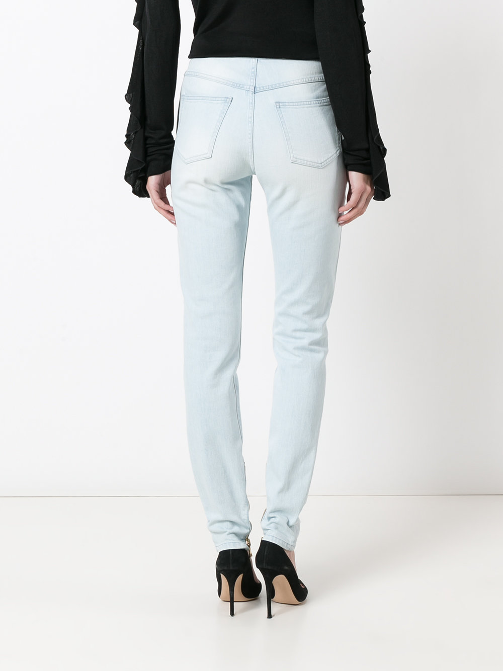 decorative button skinny jeans