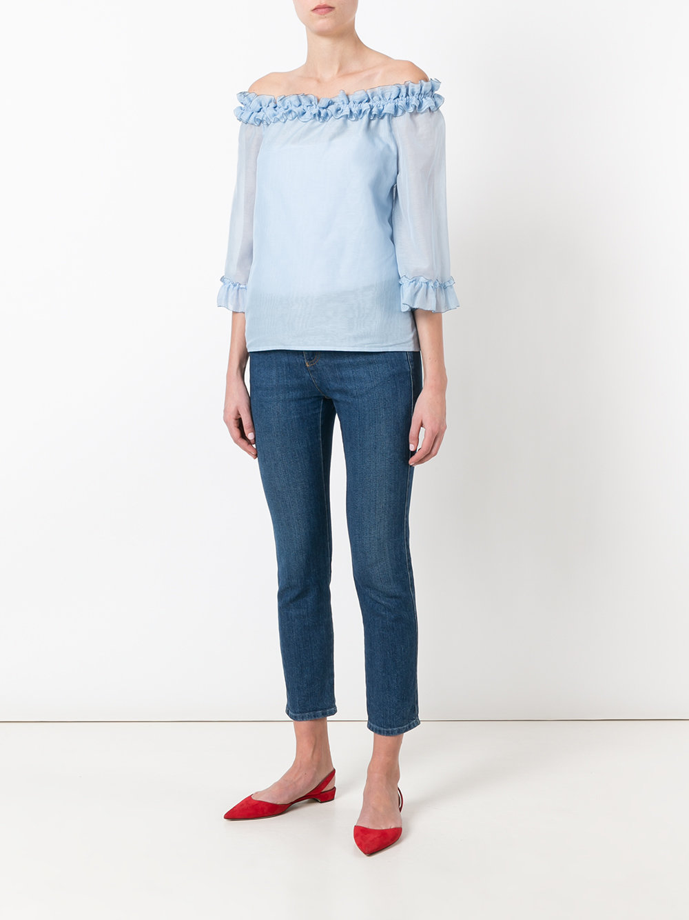 ruffled off-the-shoulder top