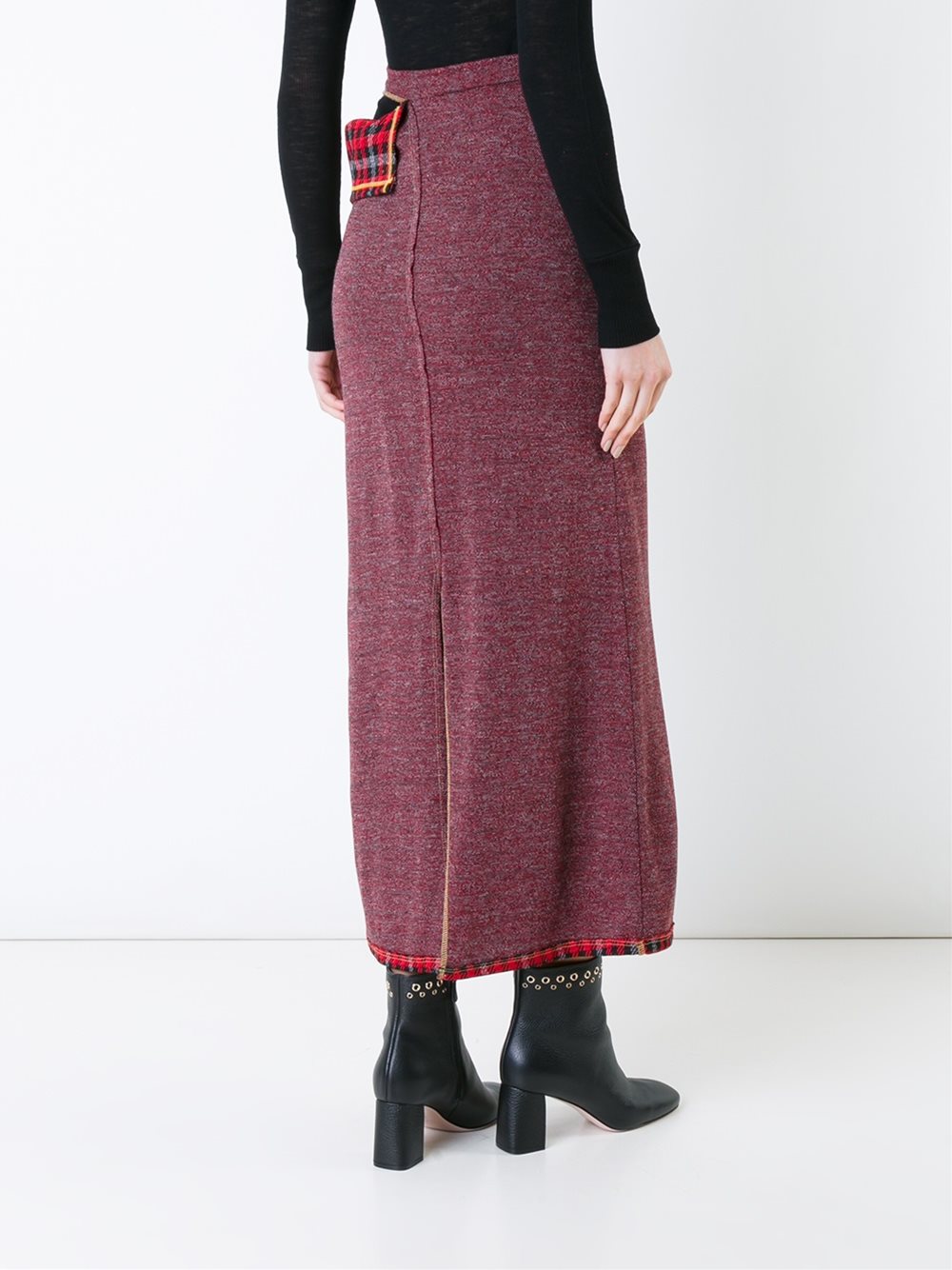 checked detail wrap skirt