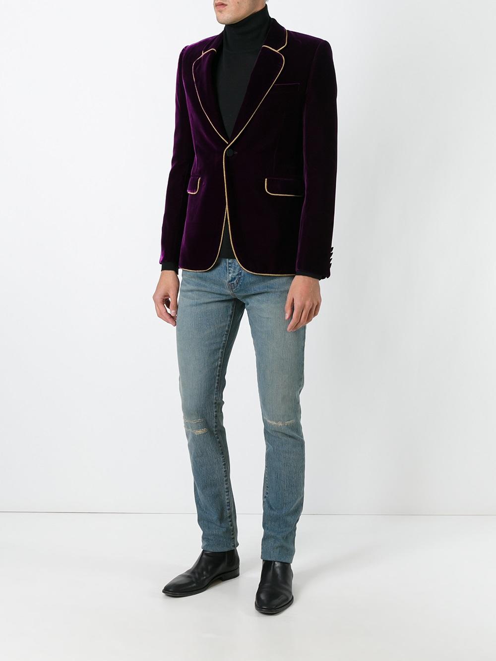 contrast trim velvet blazer