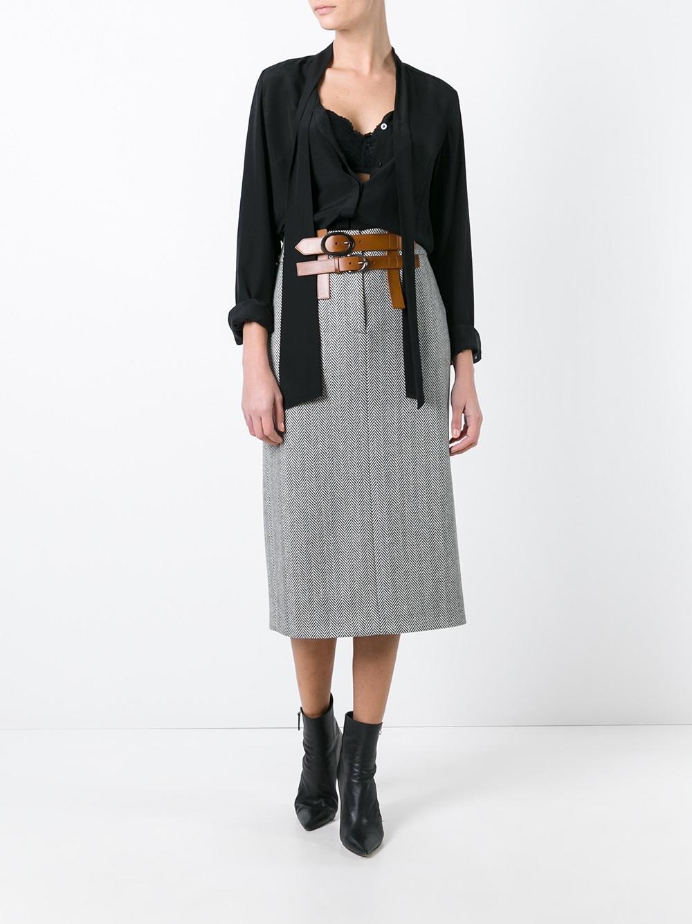 herringbone straight skirt