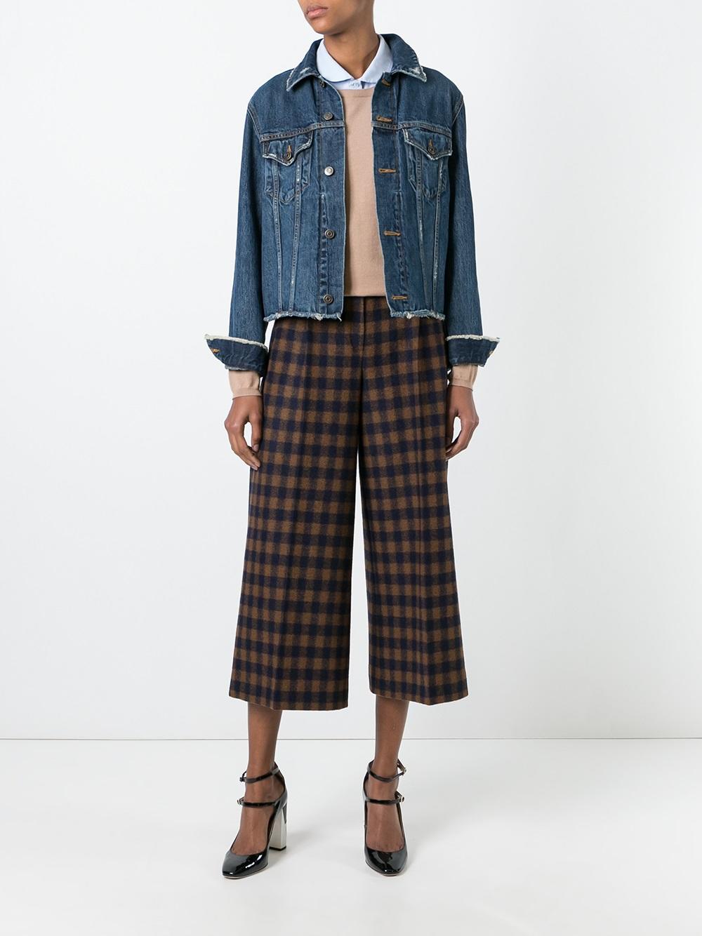 checked cropped trousers 