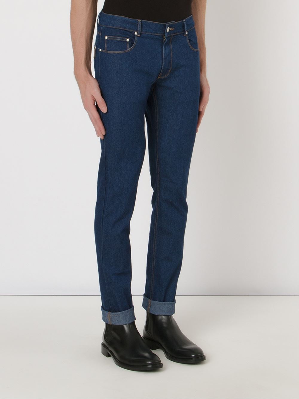 straight denim trousers