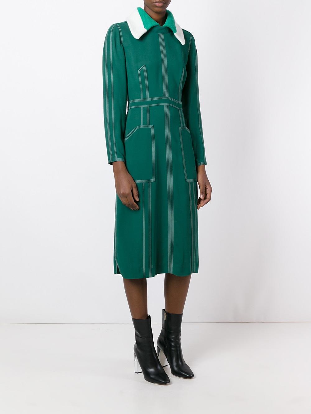 topstitch detail georgette dress