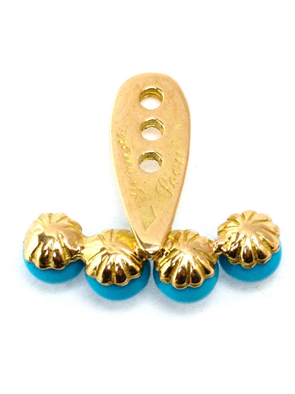 18kt yellow gold and turquoise lobe earring