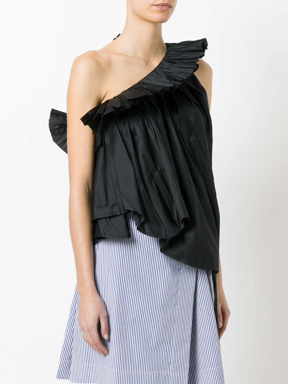 ruffled one-shoulder blouse