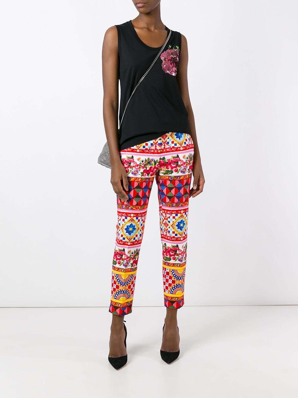 sequinned rose tank top