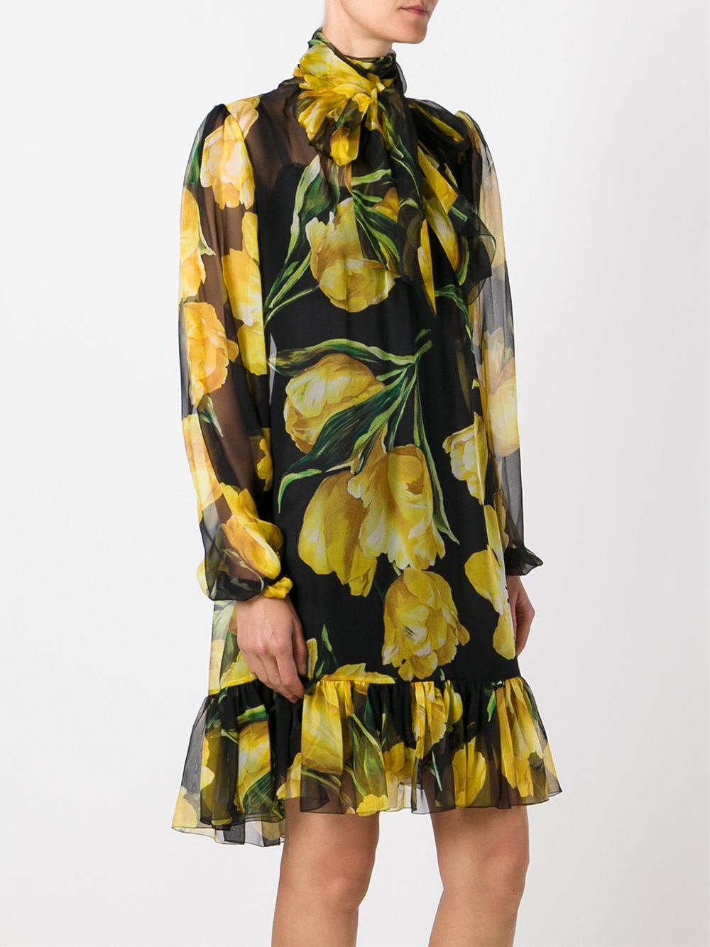 tulip print sheer dress