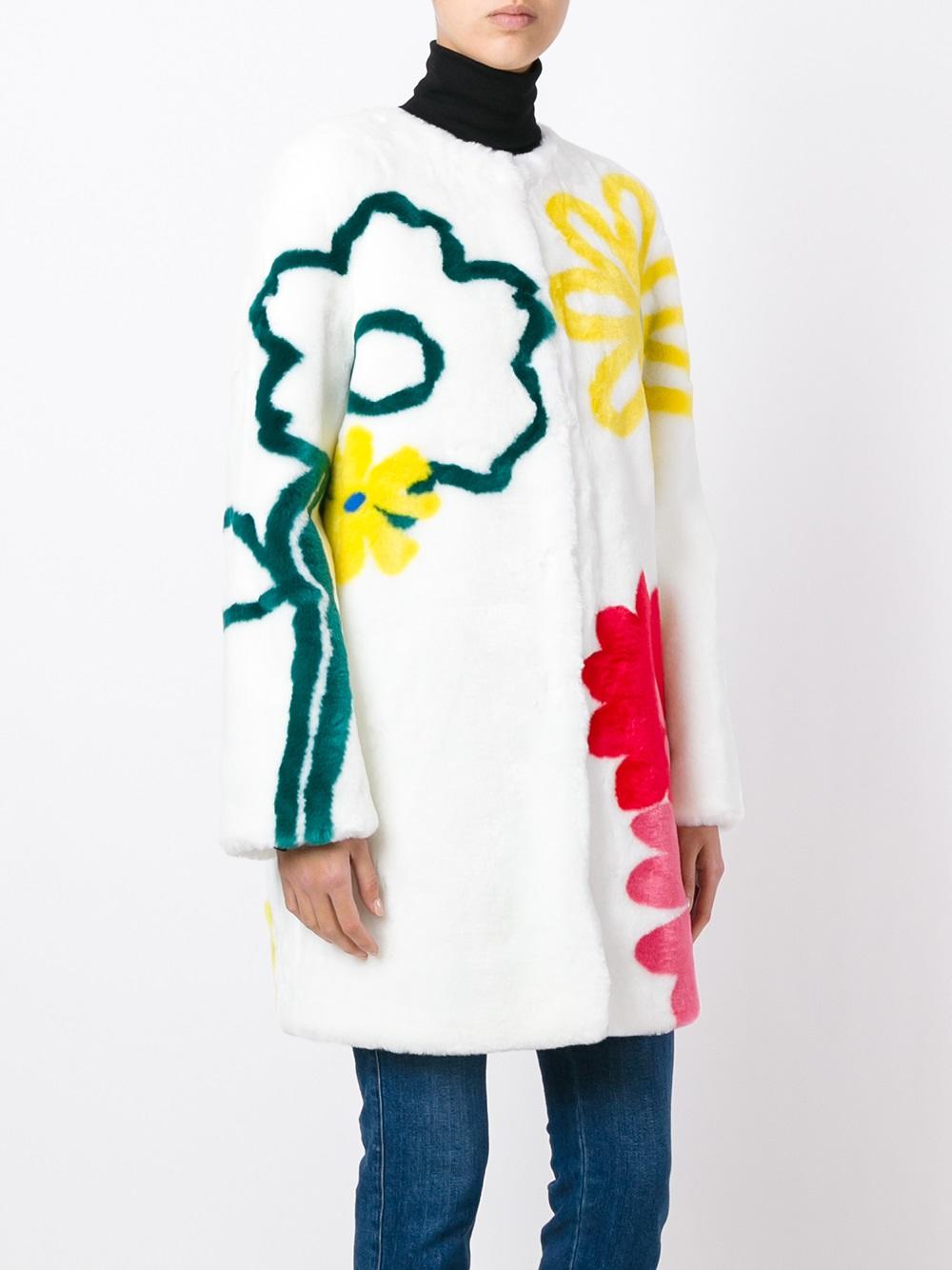 floral faux fur coat