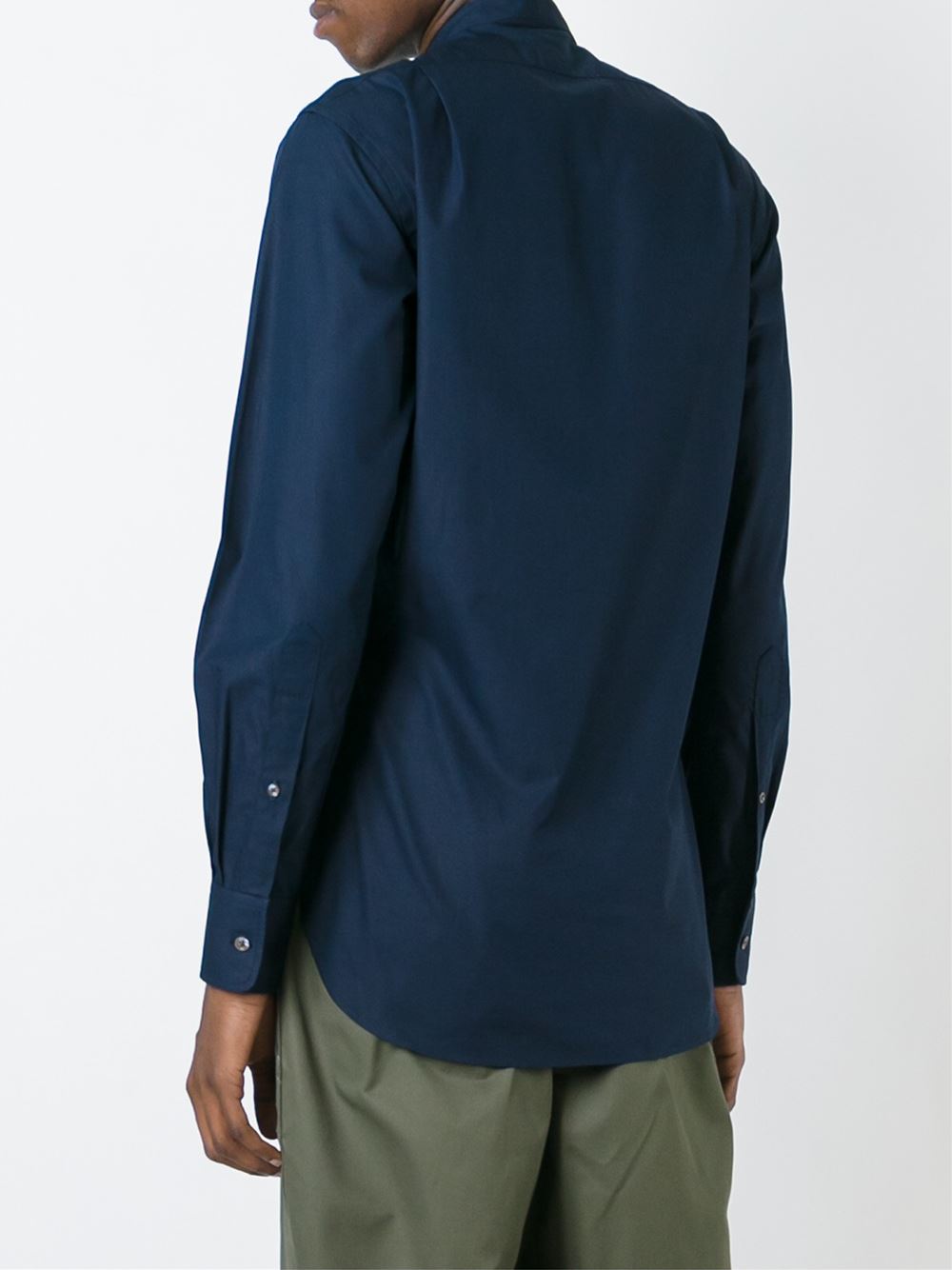 slim fit grandad collar shirt