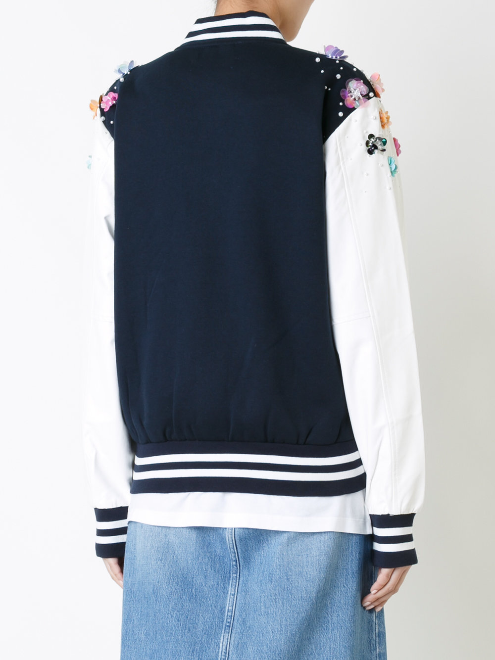 floral embellishment bomber jacket