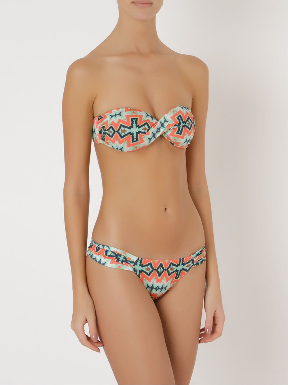 printed bandeau bikini set