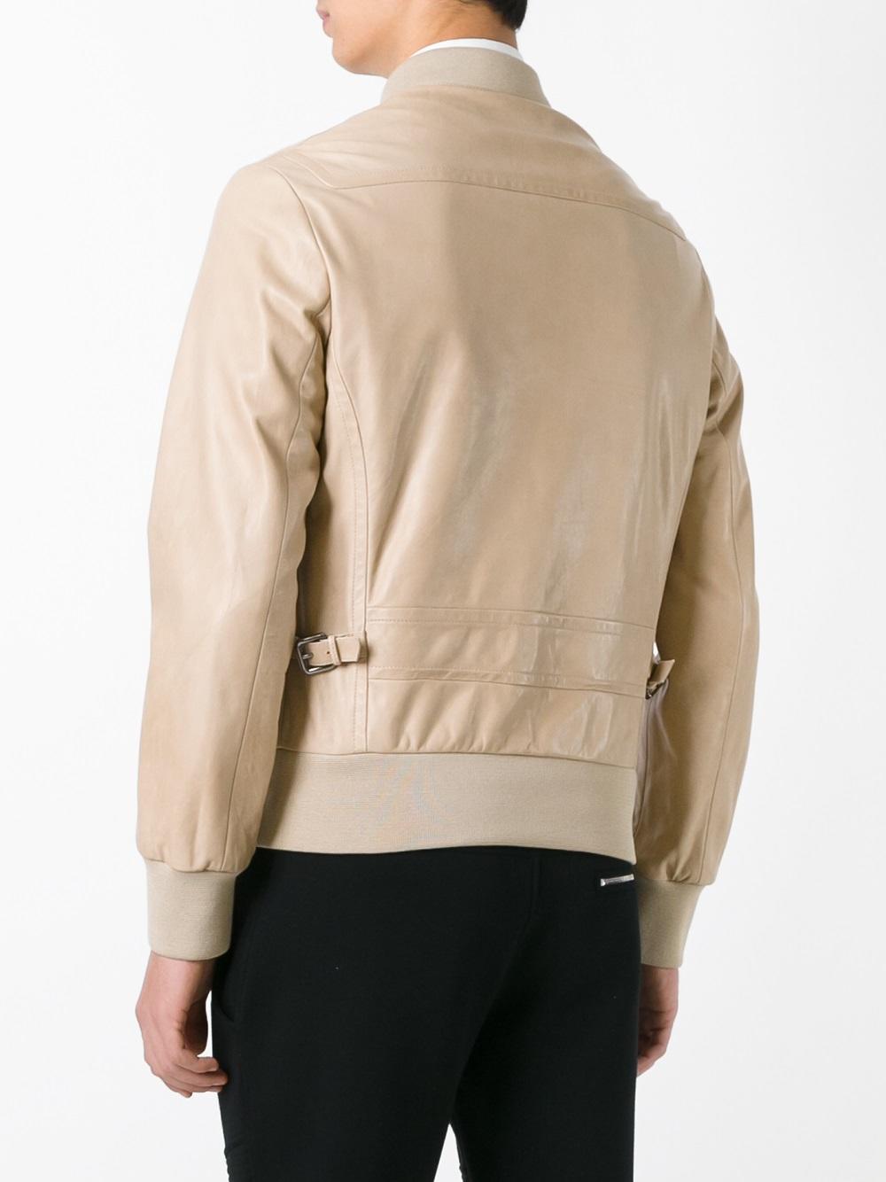 pins leather bomber jacket