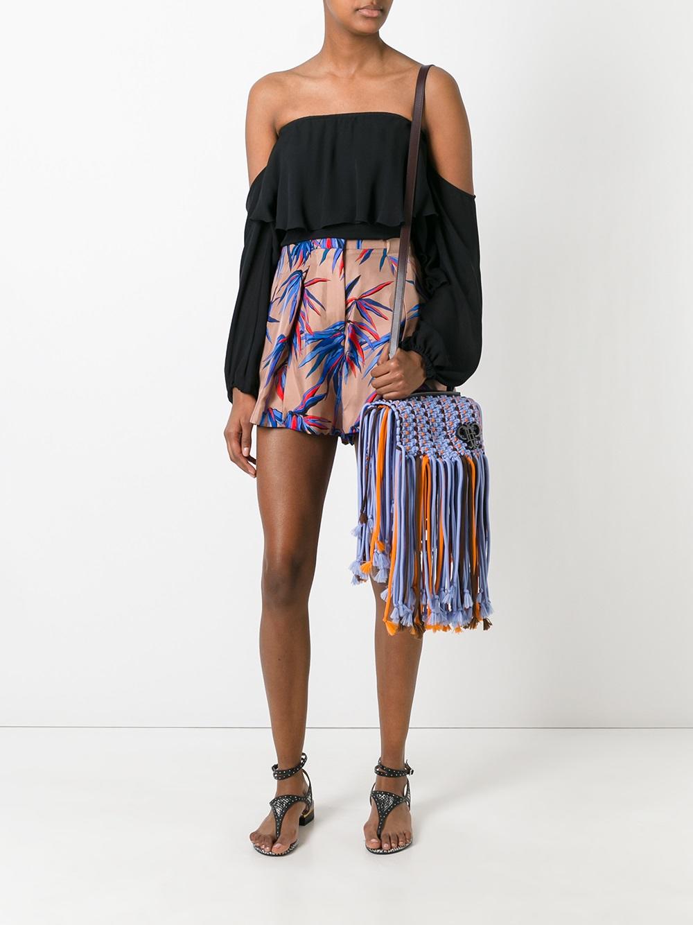 fringed trim cross body bag