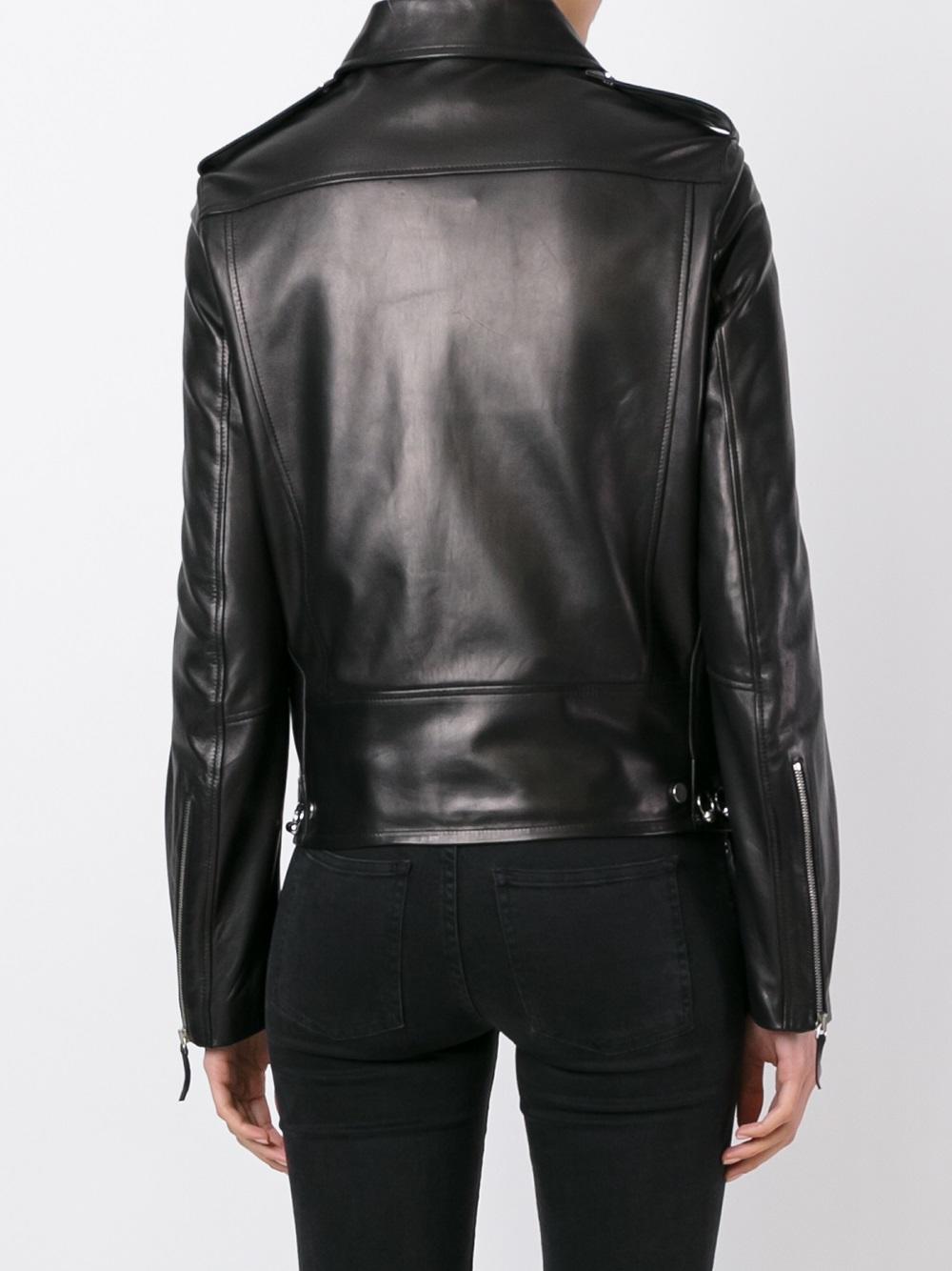 piercing detail biker jacket