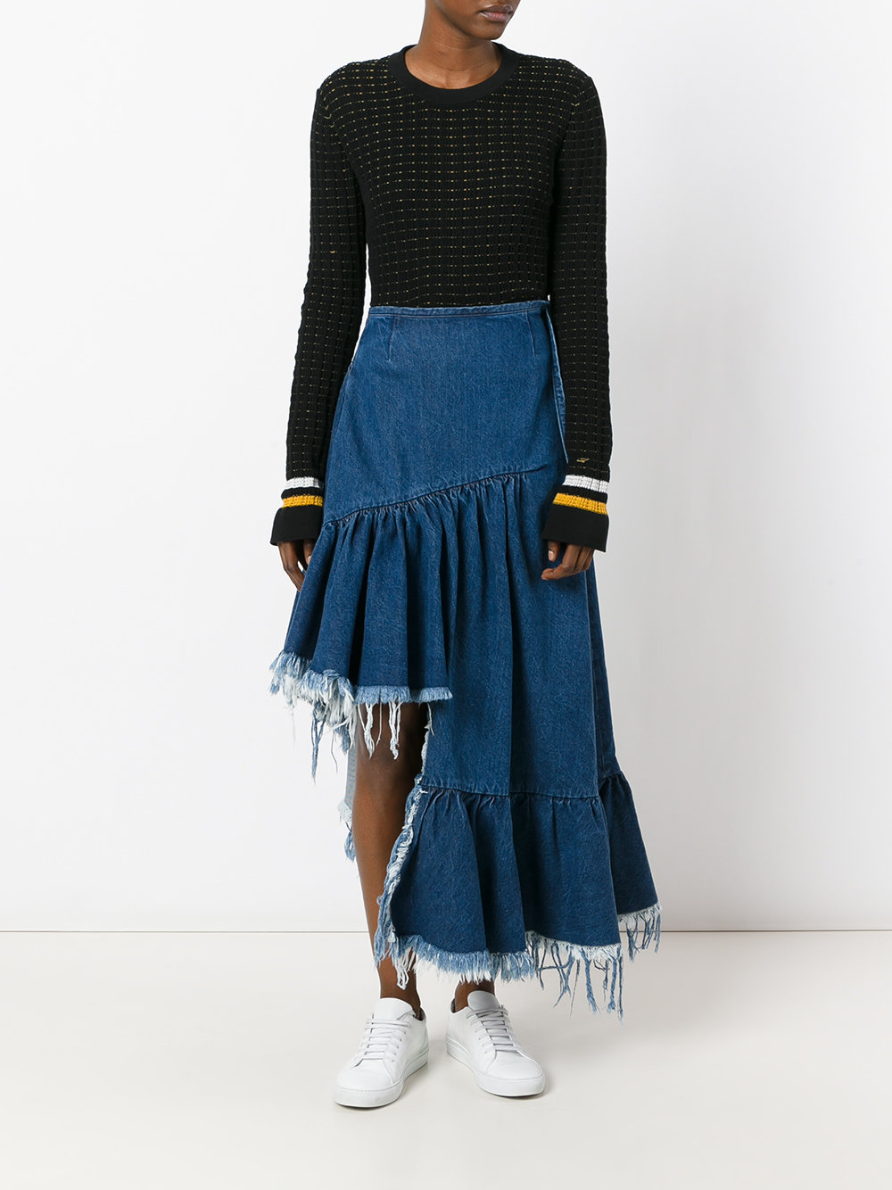 asymmetric denim skirt