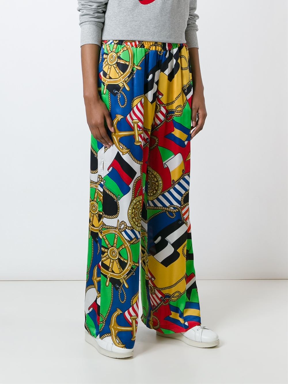 nautical theme print palazzo trousers
