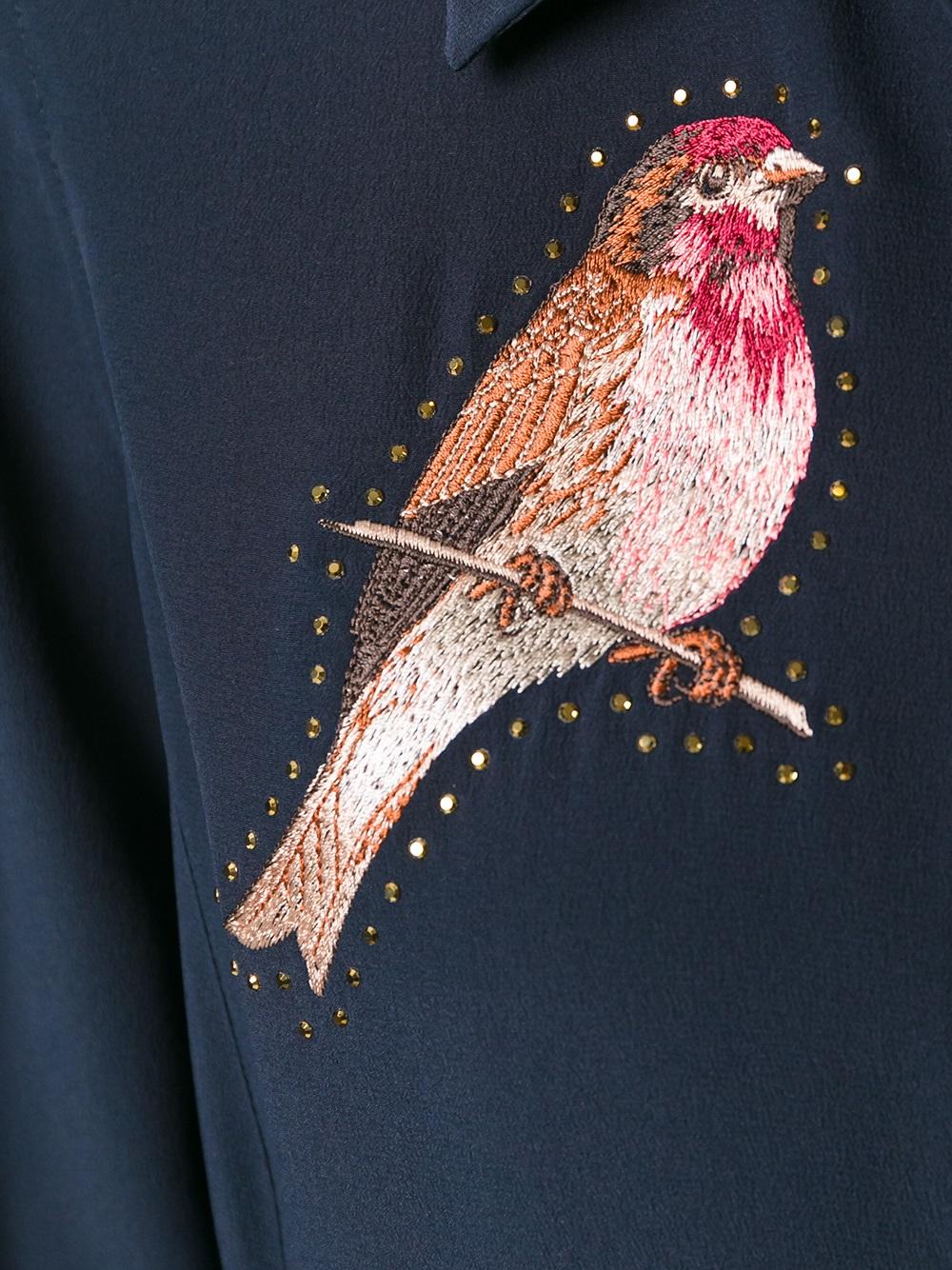 embroidered robin shirt dress