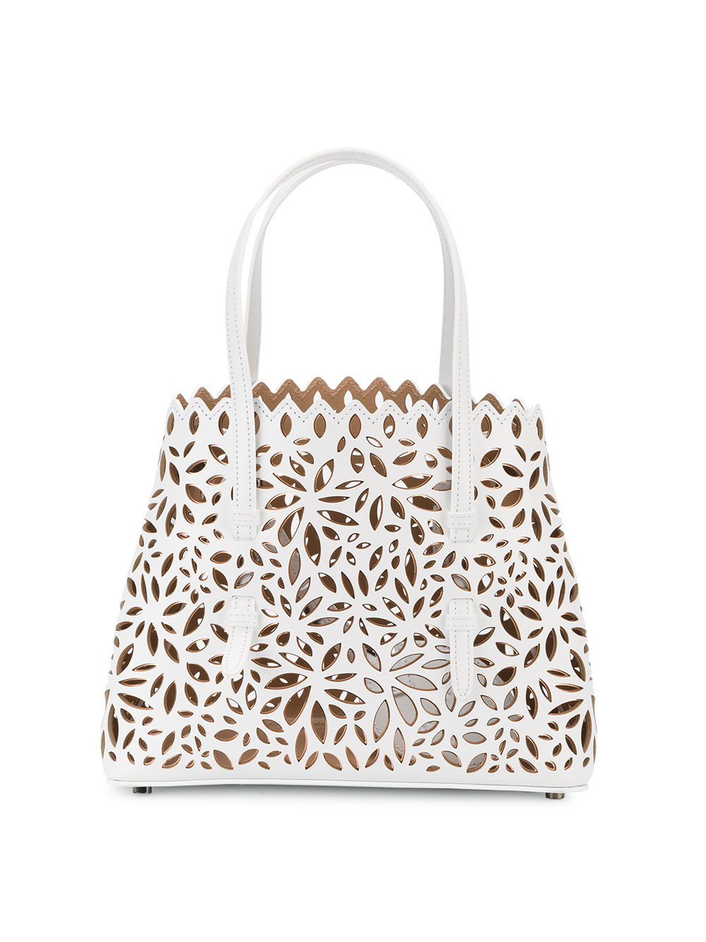 perforated floral shoulder bag