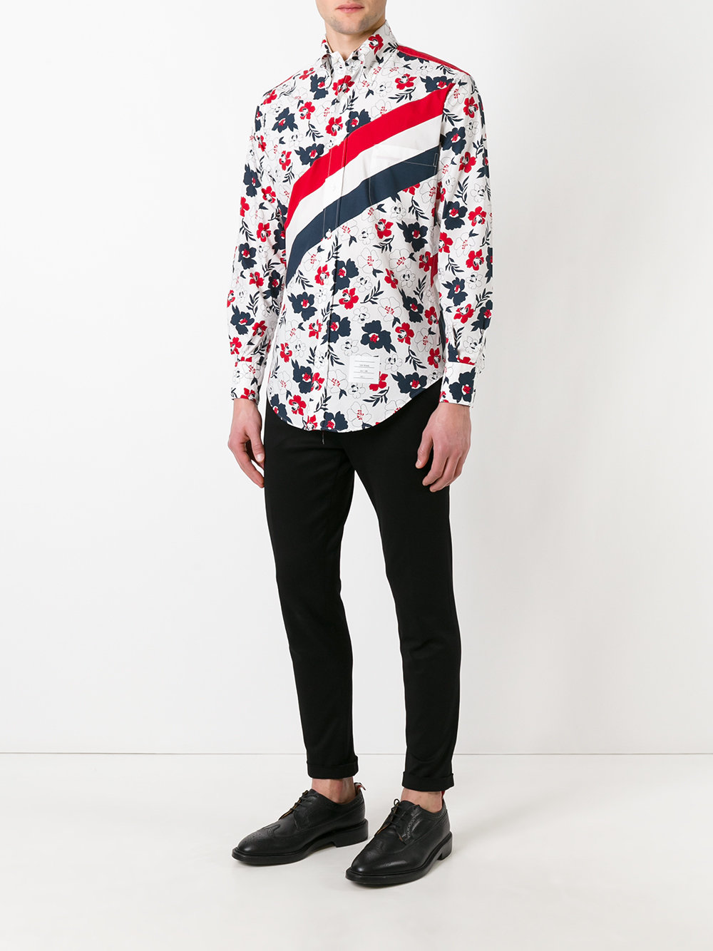 floral and sash print shirt