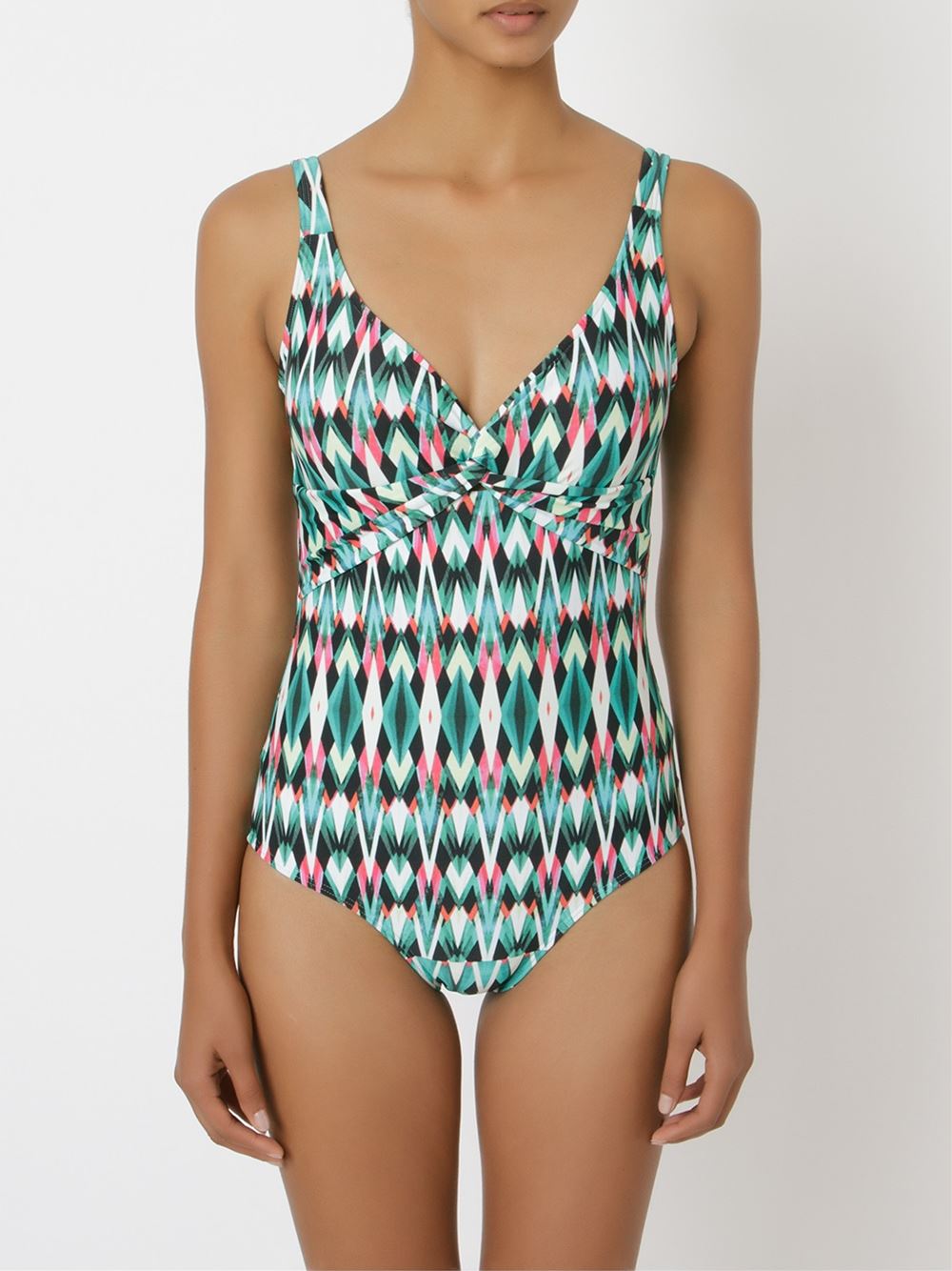 open back printed swimsuit