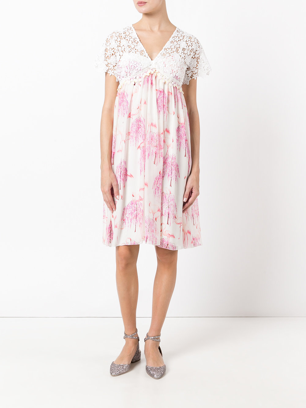 flamingos print dress 