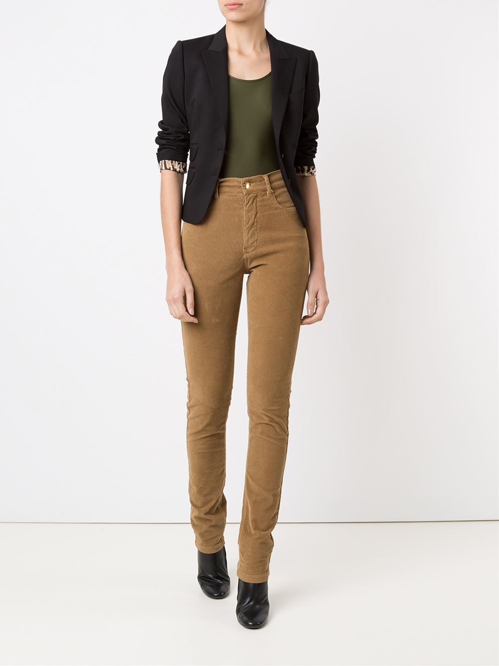 high waisted velvet skinny trousers