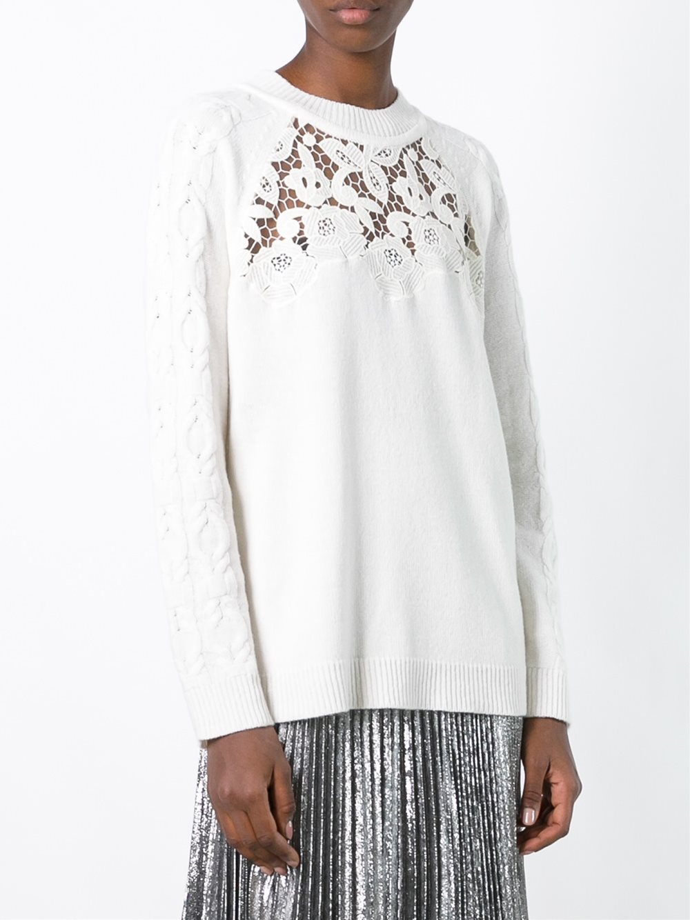lace panel pullover