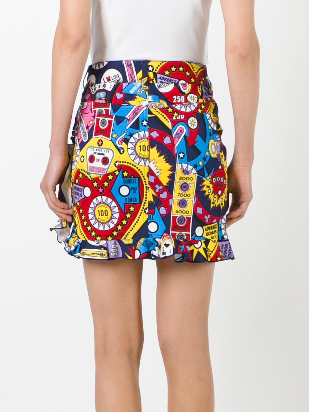 multi print straight skirt
