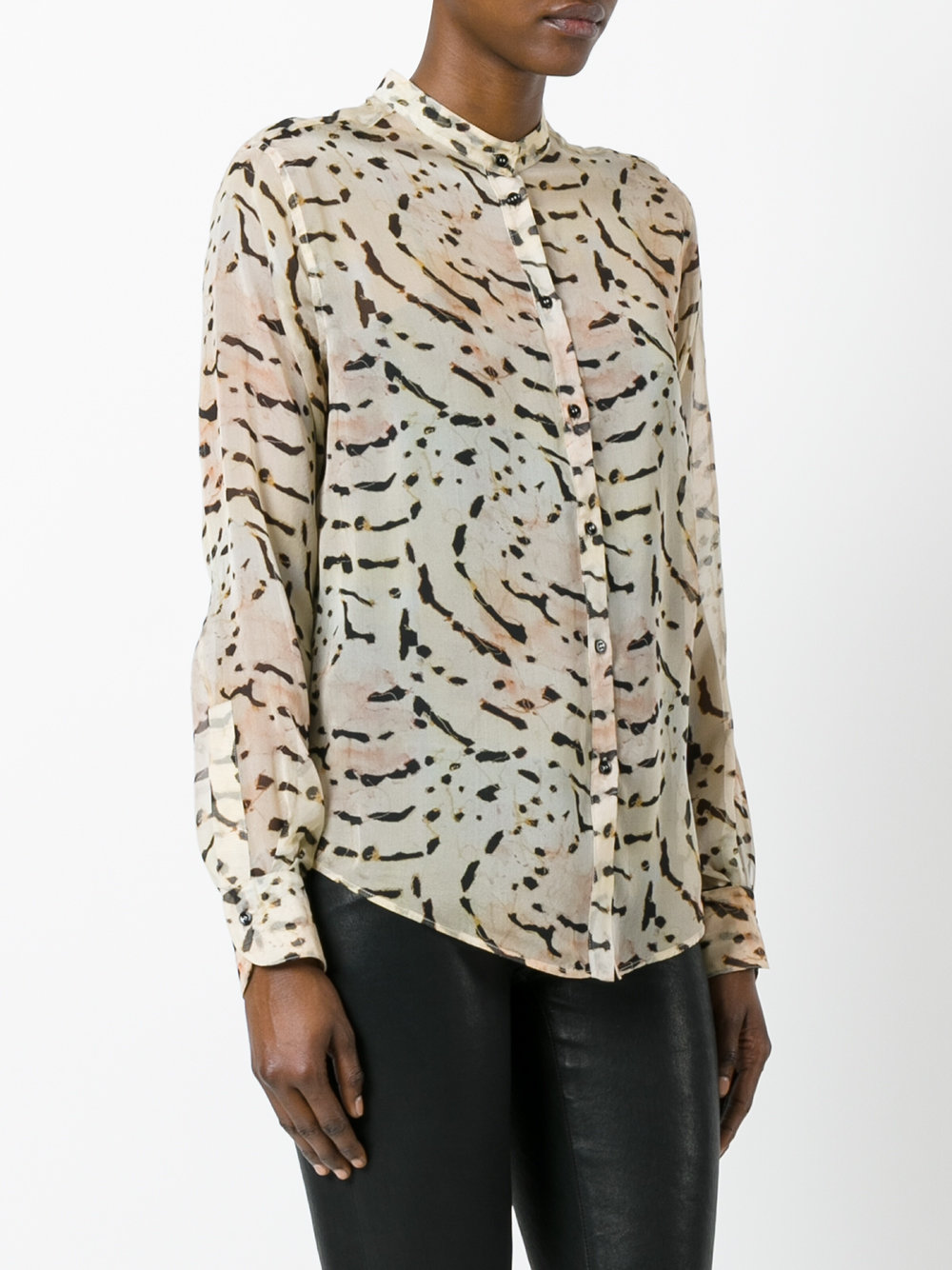 printed band collar shirt 