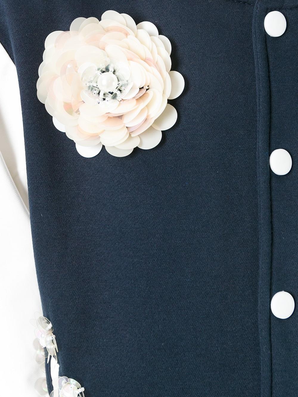 flower embellished bomber jacket