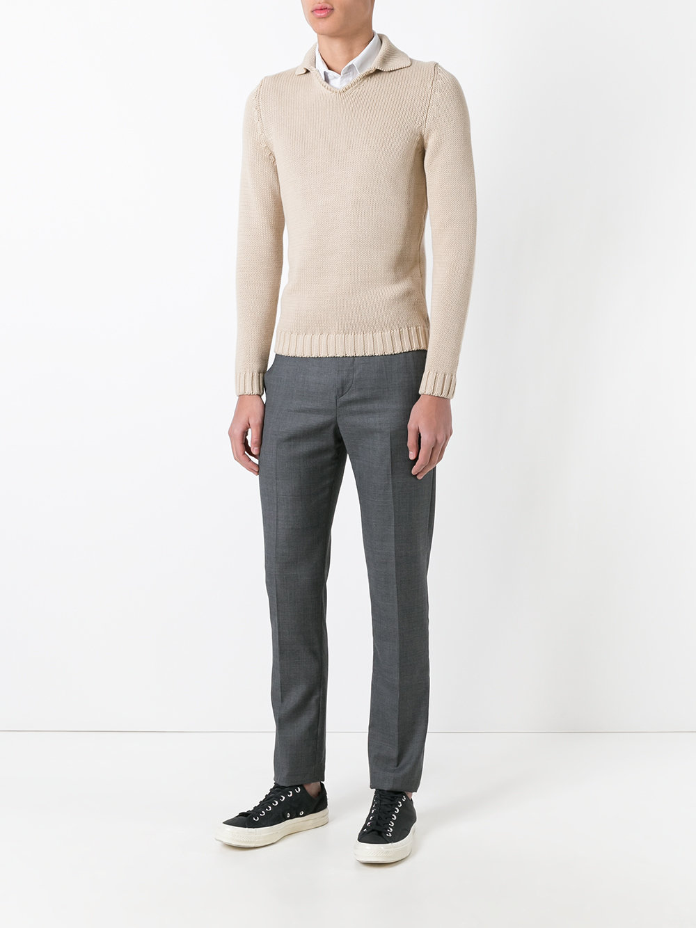 high neck slim-fit jumper