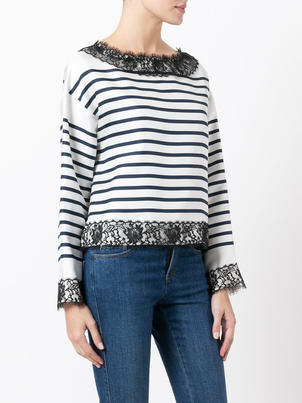 lace trim striped top