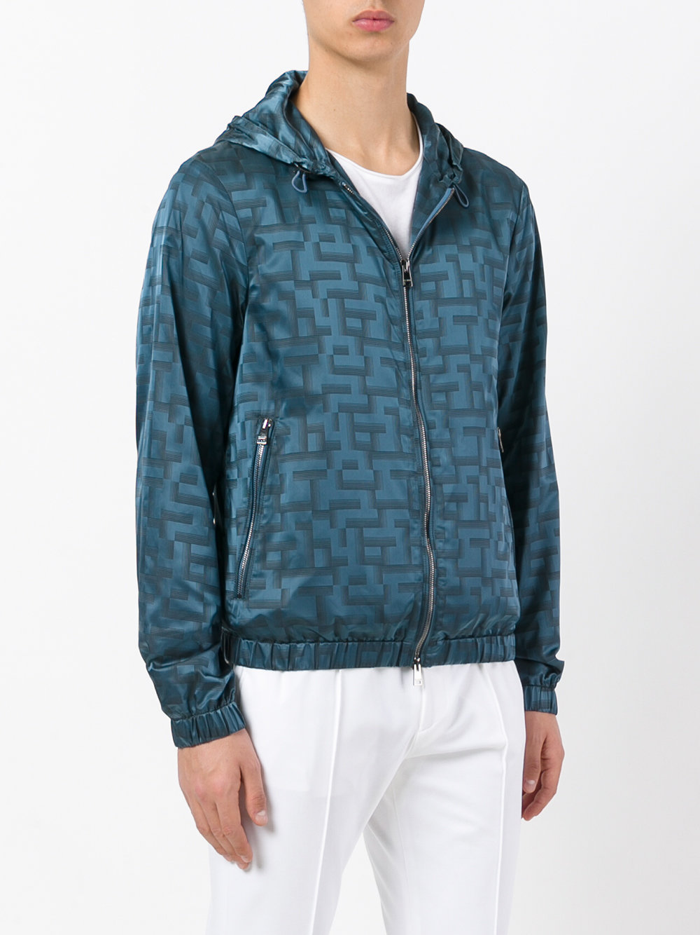 jacquard hooded jacket
