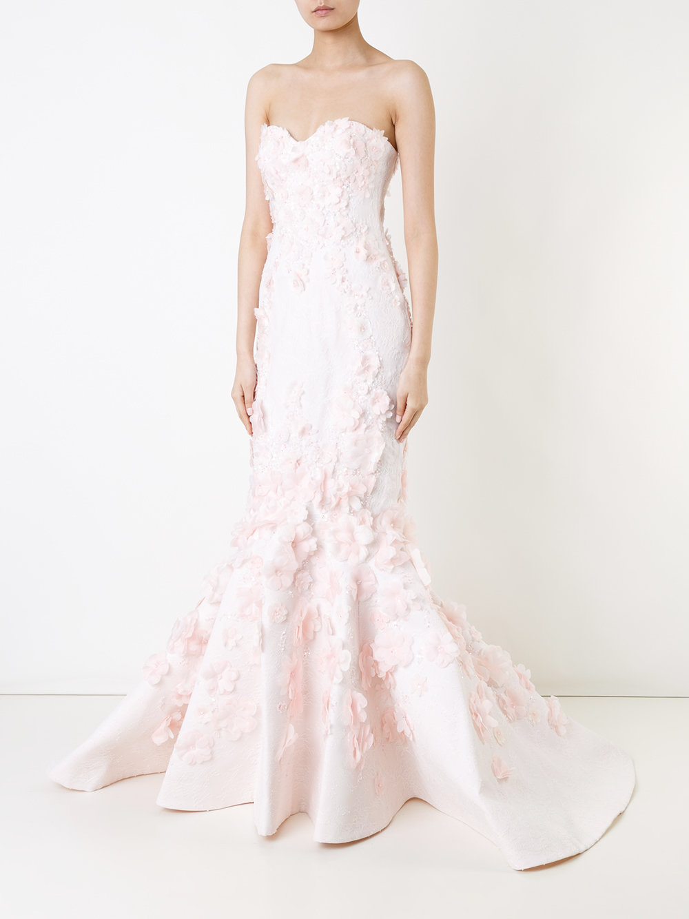 strapless lace gown
