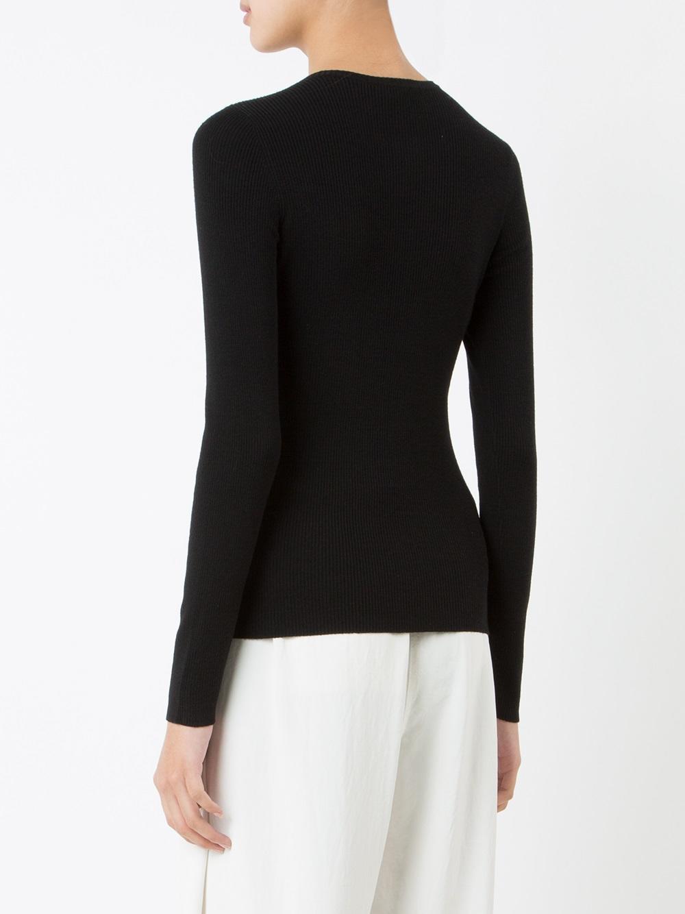 zipped round neck jumper