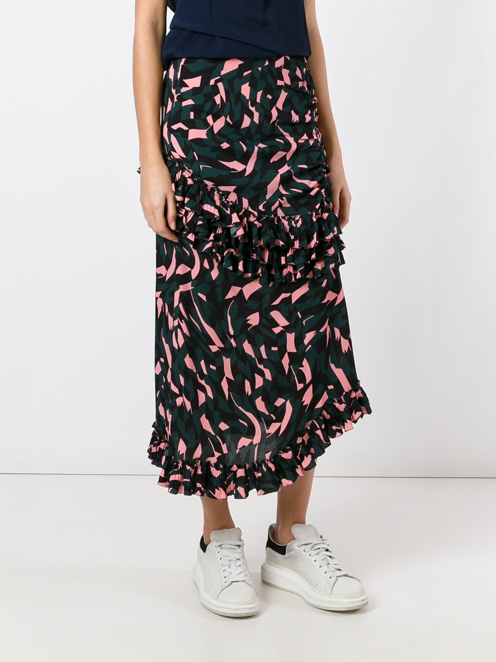 Shatter print ruffled skirt